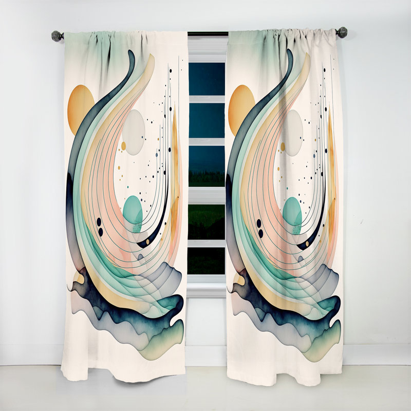 Olya - mouvement vibrant d'aquarelle I - rideau de minimalisme - obscurcissement de pièce de velours - 1 panneau