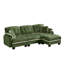 Canapé en forme de L en chenille avec 4 coussins, repose-pieds mobile et garniture capitonnée matelassée de conception ergonomique, canapé à assise profonde facile à assembler pour le salon, le bureau, un appartement, vert-133931566-133931569