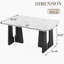 Table de salle à manger 63 po moderne en faux marbre - plateau en marbre noir / blanc avec pieds géométriques robustes, table de cuisine et de salle à manger élégante pour la maison, appartement, bureau, facile à assembler, blanc + noir-554736454