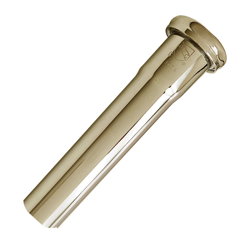 1-1/2" Brass Bathroom Sink P-Trap with 8" Slip Joint Extension Tube, Polished Brass