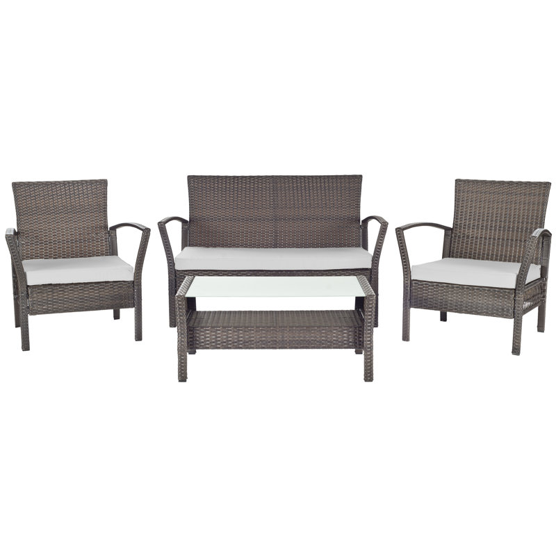 Ensemble de conversation avec canapé et coussins 4 pièces Stefeni, Gris