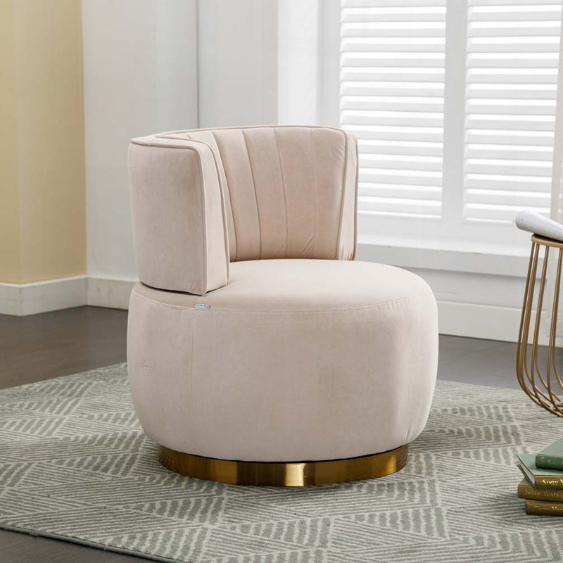 Fauteuil demi-tonneau Accent, Velours beige