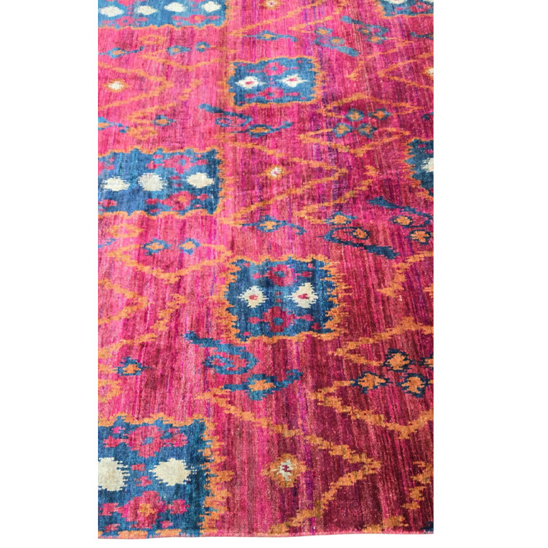 Rumi Abstract Hand-Knotted Silk Purple/Sangria/Gray/Cream Area Rug, Rectangle 8'11" x 12'3"