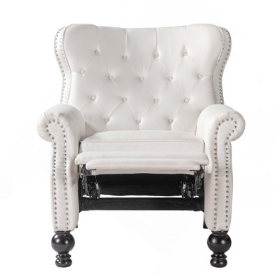 3-Position Manual Push Back Recliner Chair with Rolled Arms and Nailhead Trim