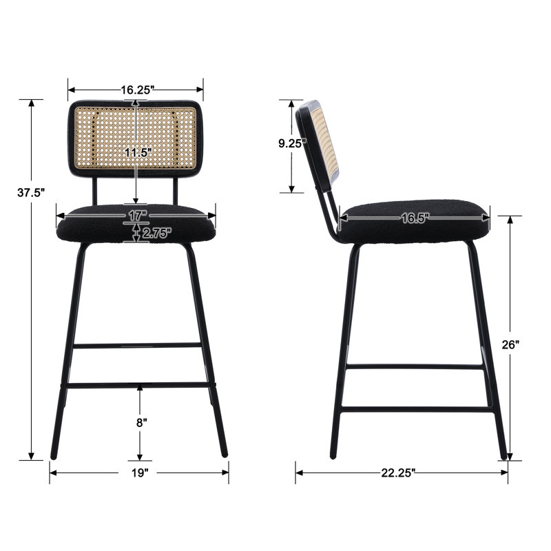 Latrinda Upholstered Counter Stool, Black, 2