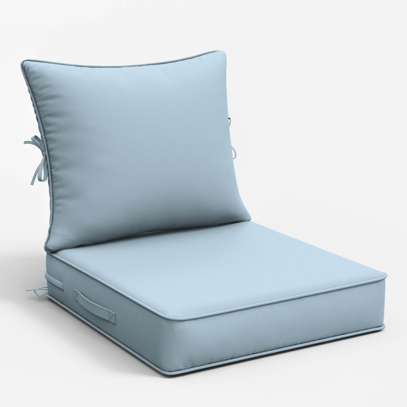 Ensemble de coussins de siège d'extérieur Wynee, 4", Bleu clair, 19" W x 19" D