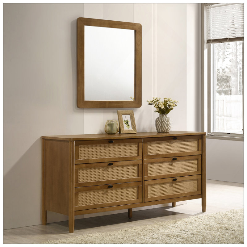 Commode 6 tiroirs avec miroir Vichy