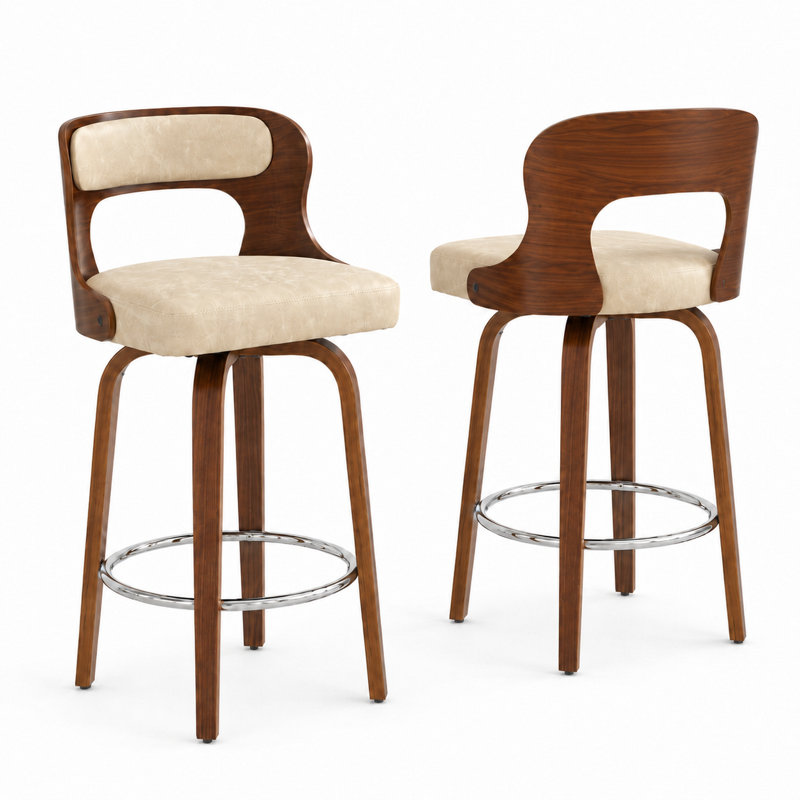 Swivel Faux Leather Counter & Bar Stools, Beige