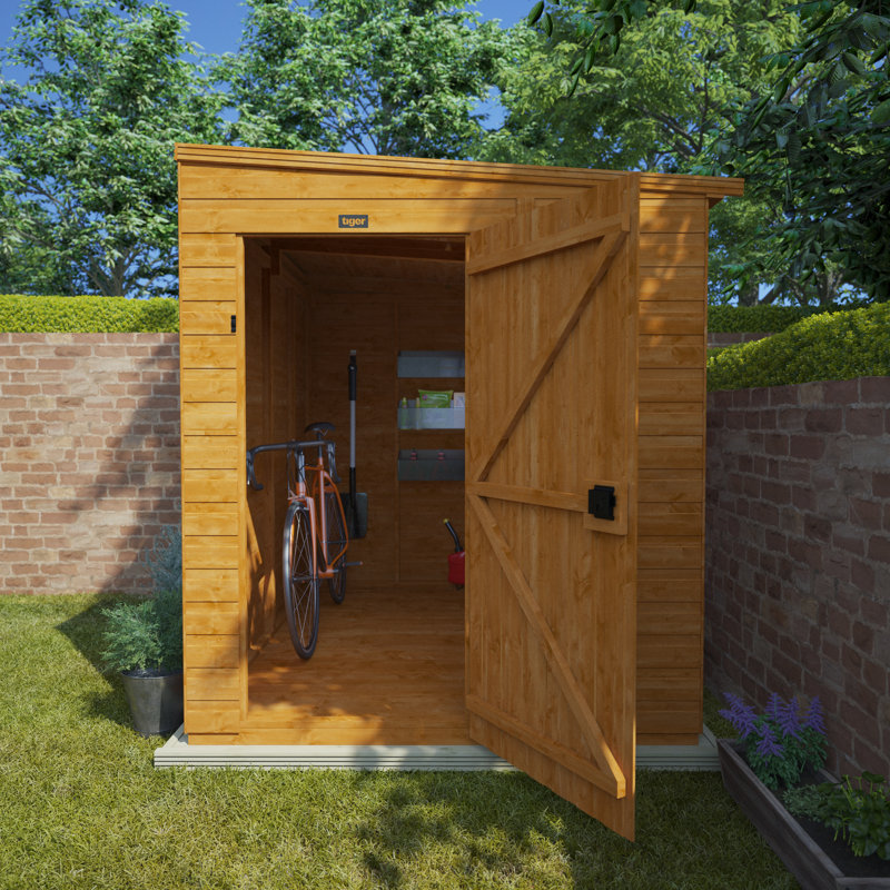 TigerFlex® Modular Buildings Shiplap Pent Wooden Shed, 203cm H x 241cm W x 177cm D