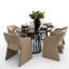 Ensemble de table de salle à manger pour 6 personnes avec table extensible et 6 chaises rembourrées en chenille-1538311266