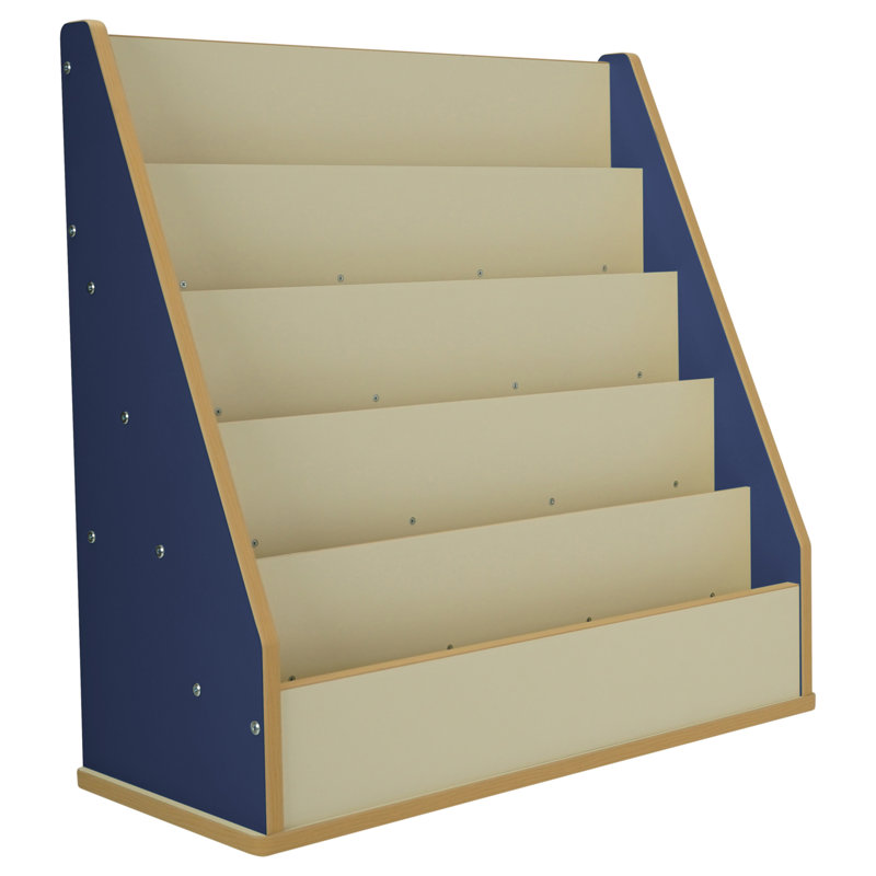 Présentoir à livres en stratifié, Amande / bleu