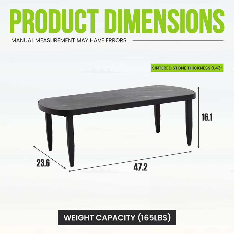 Table basse d'extérieur élégante, Noir Ember