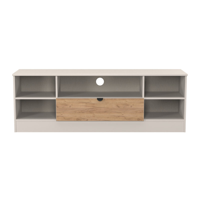 Sunehri Corner TV Unit, 50cm H x 144cm L x 39cm W, Oak/White