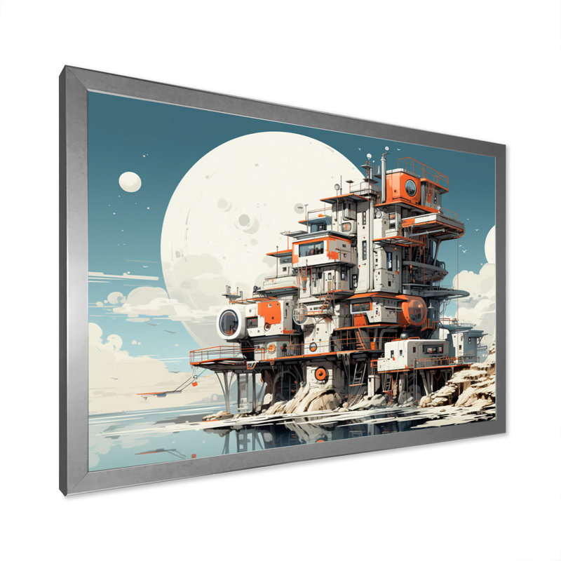 Château fantastique I - impression, H 24 po x l 32 po x P 1 po, Cadre simple argenté