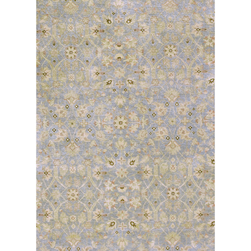 Wool Oriental Area Rug in Light Blue/Ivory, Rectangle 10' x 14'