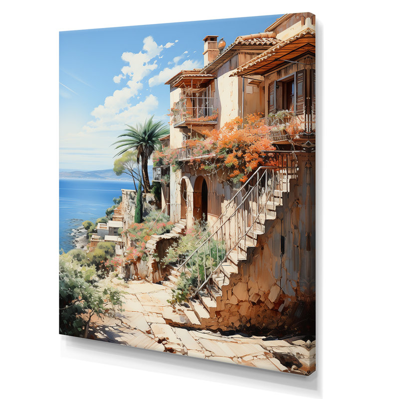 Spain Mediterranean Serenity In Mallorcain - Cityscapes Canvas Wall Art, H 32 po x l 24 po x P 1 po, Toile tendue