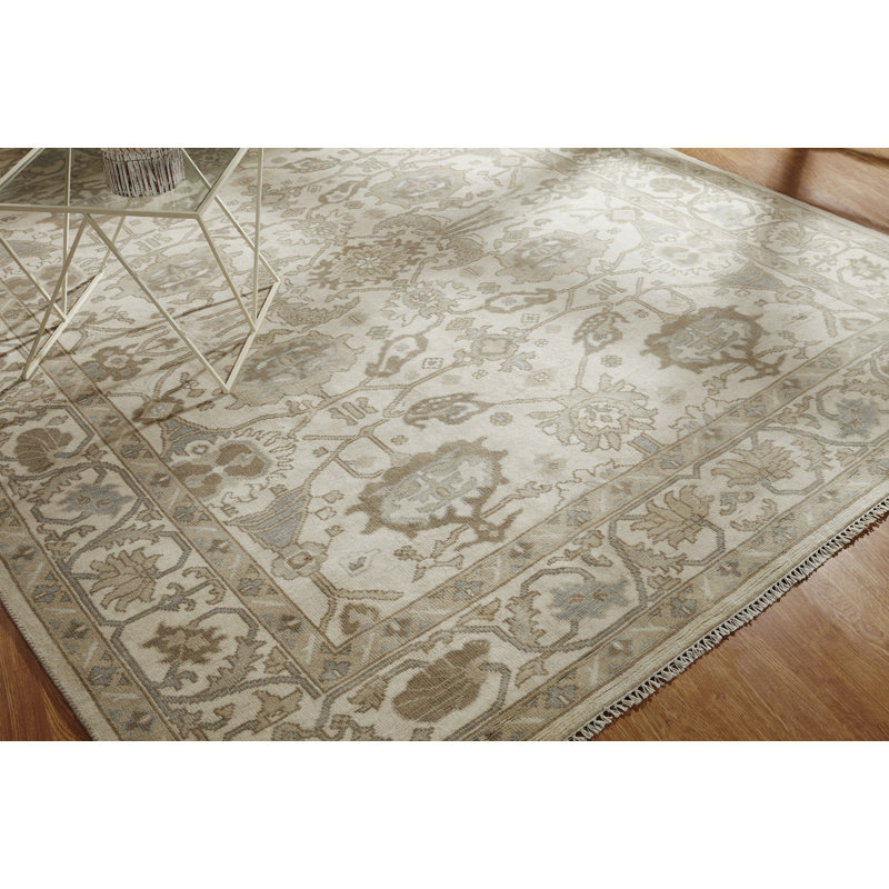 Hand-Knotted Ivory Area Rug
