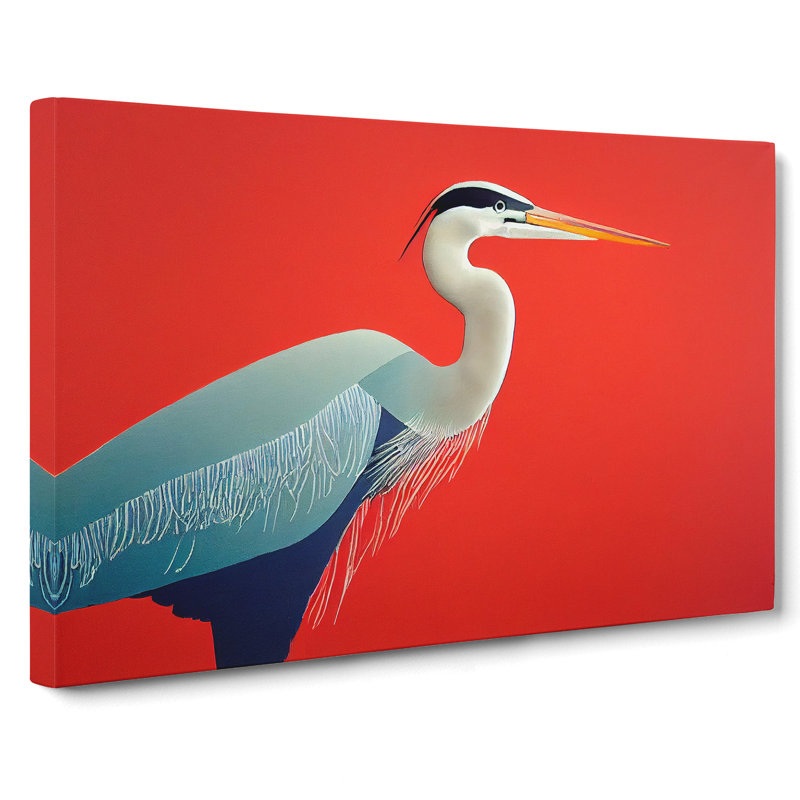 XXX-H1022-WF-458X A Lively Heron Bird - Wrapped Canvas Print, 40cm H x 60cm W x 3cm D