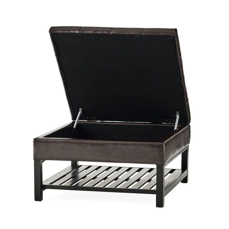 Carré brun avec rangement polyvalent et support inférieur - Support en cuir fiable lié