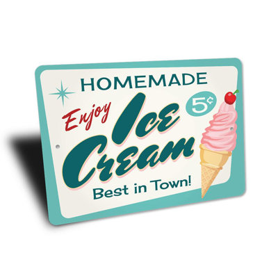 Homemade Ice Cream Aluminum Sign