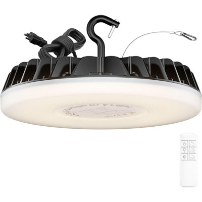 150W UFO LED High Bay Light With Microwave Motion Sensor And Remote, 18000LM 5000K Dimmable IP65 Waterproof Shop Garage Lighting