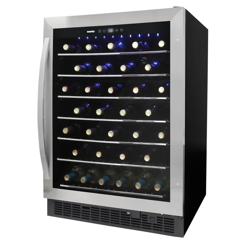 Stainless Steel Built-In 60 Bottle Wine Cooler with LED Lighting