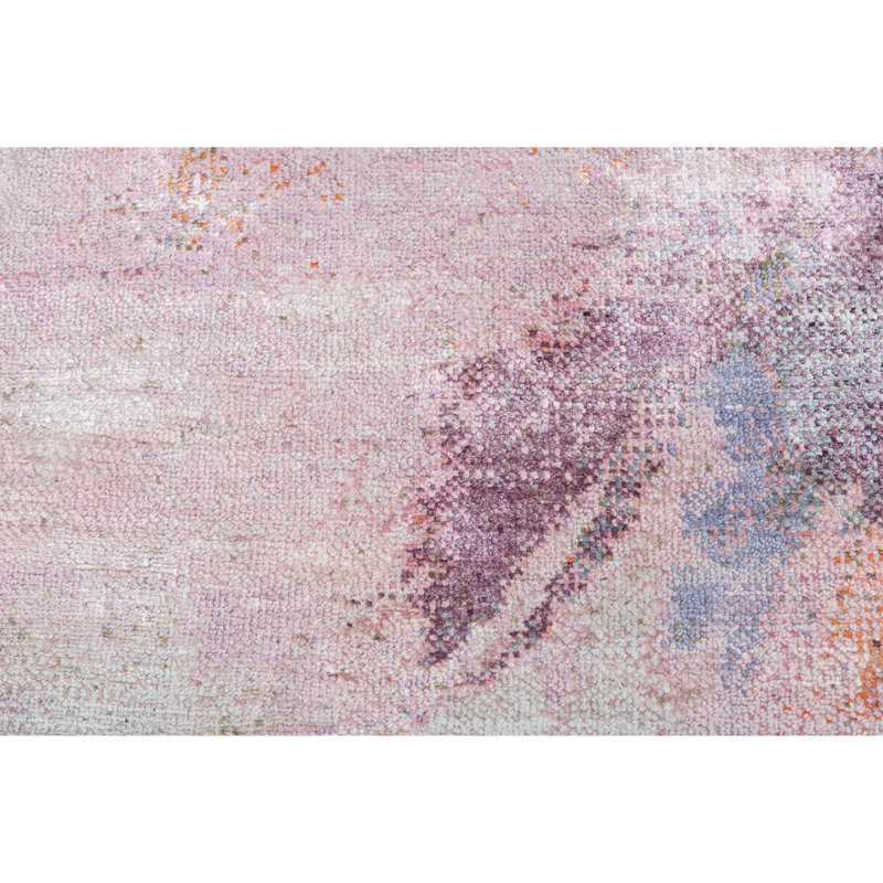 Hand Knotted Abstract Area Rug in Gray/Brown/Orange/Pink, Rectangle 9' x 12'