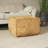 Brown Suade Leather Low Profile Square Stuffed Pouf with Patchwork Design-1517047281
