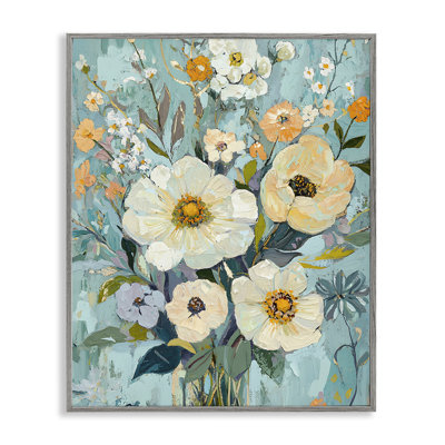 Arrangement giclée de fleurs mélangées crème, design par Franklyn Gregory