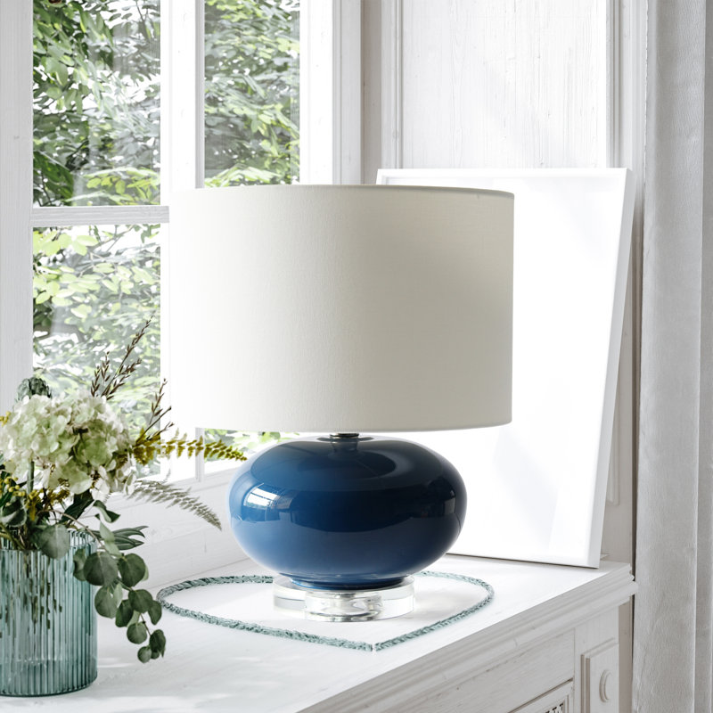 Lampe de table en verre Hannelie, Bleu