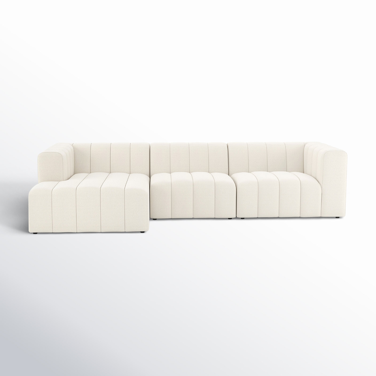 Bowry Modular Upholstered Chaise L-Sectional, Right Hand Facing, Fayette Cloud Polyester, Black
