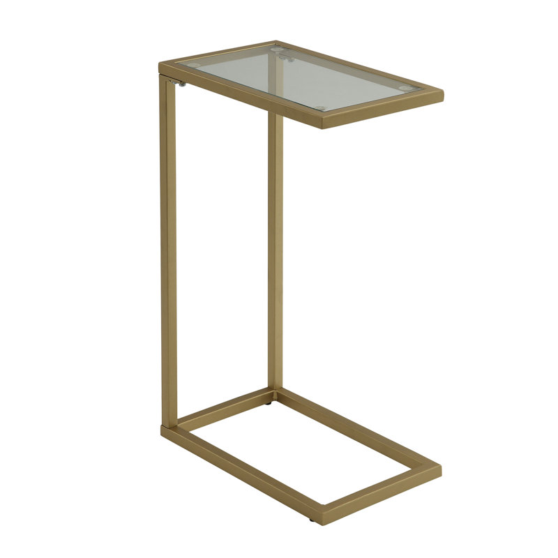Table de bout en verre transparent et chrome 26 po, Or