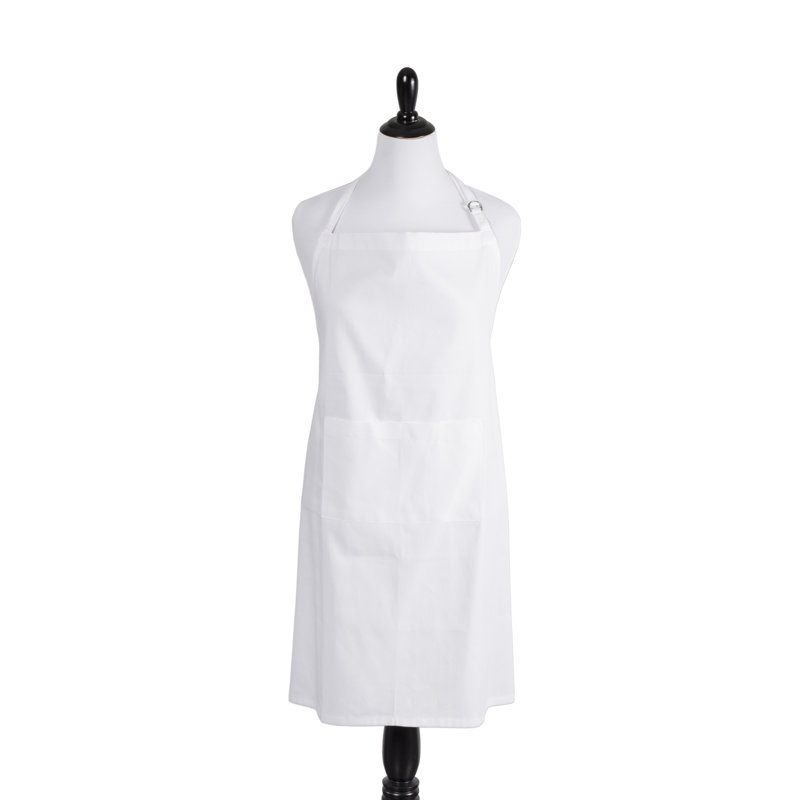 Solid Color Cotton Bib Apron, White