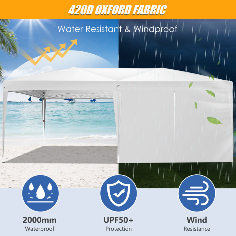 10x20 Pop Up Canopy with Sidewalls,Easy Up Canopy Tent with Carry Bag, White