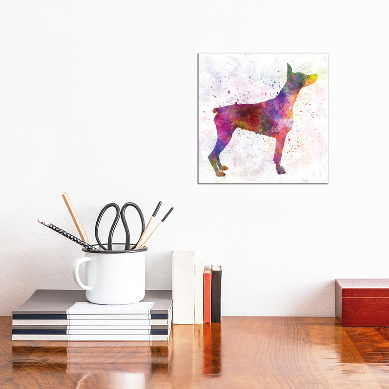 Doberman In Watercolour by Paul Rommer - Wrapped Canvas Painting, 30.48 cm H x 30.48 cm W