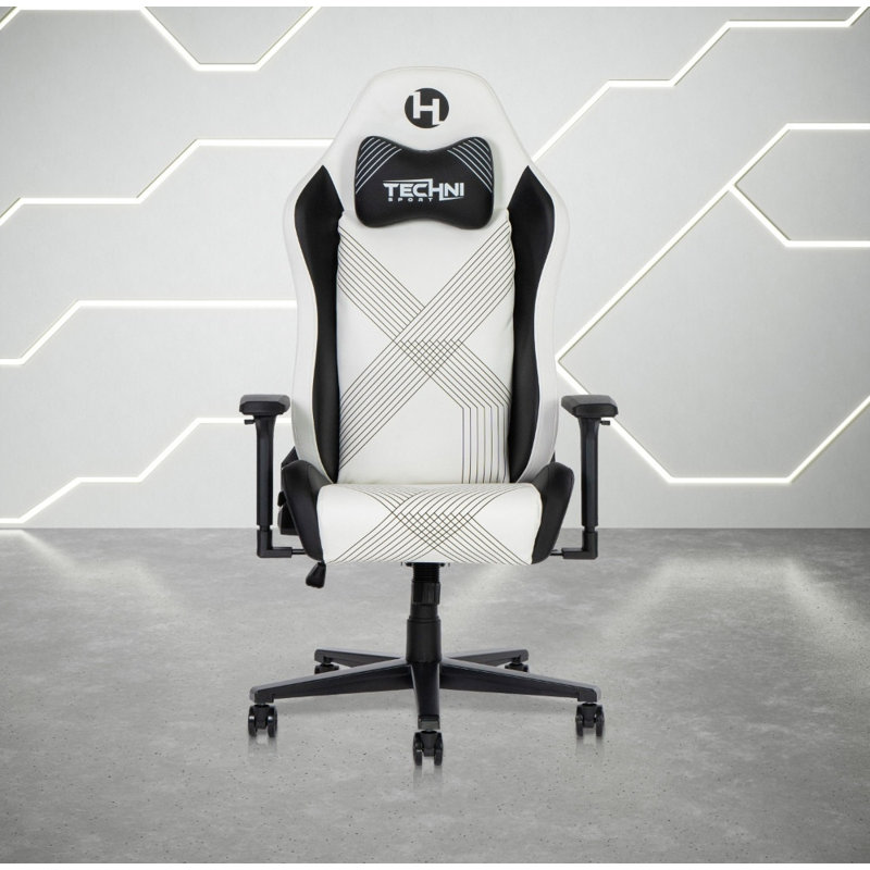 Fauteuil de jeu Sport Edge - blanc ergonomique avec soutien lombaire et appui-tête Sport RTA-TS68C-WHT