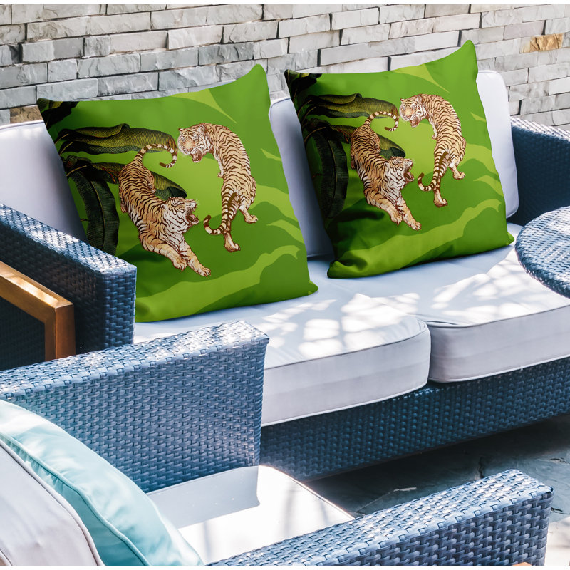 Housse et insert de coussin carré intérieur / extérieur , L 19 po x H 19 po, Chartreuse