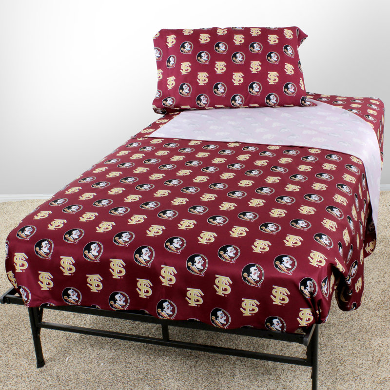 NCAA Sheet Set, Full Sheet Set + Fitted Sheet + Pillowcase, Florida State