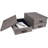 Oskar Canvas Fiberboard Document Letter Box - File Organizer Box For Important Paperwork - Document Storage With A Lid & Leather Handle - 3.3 In X 10.2 In X 13.8 In - Grey