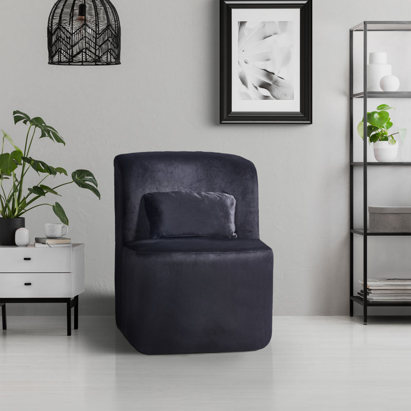 Fauteuil convertible en velours l 25 po Karenza, Velours noir