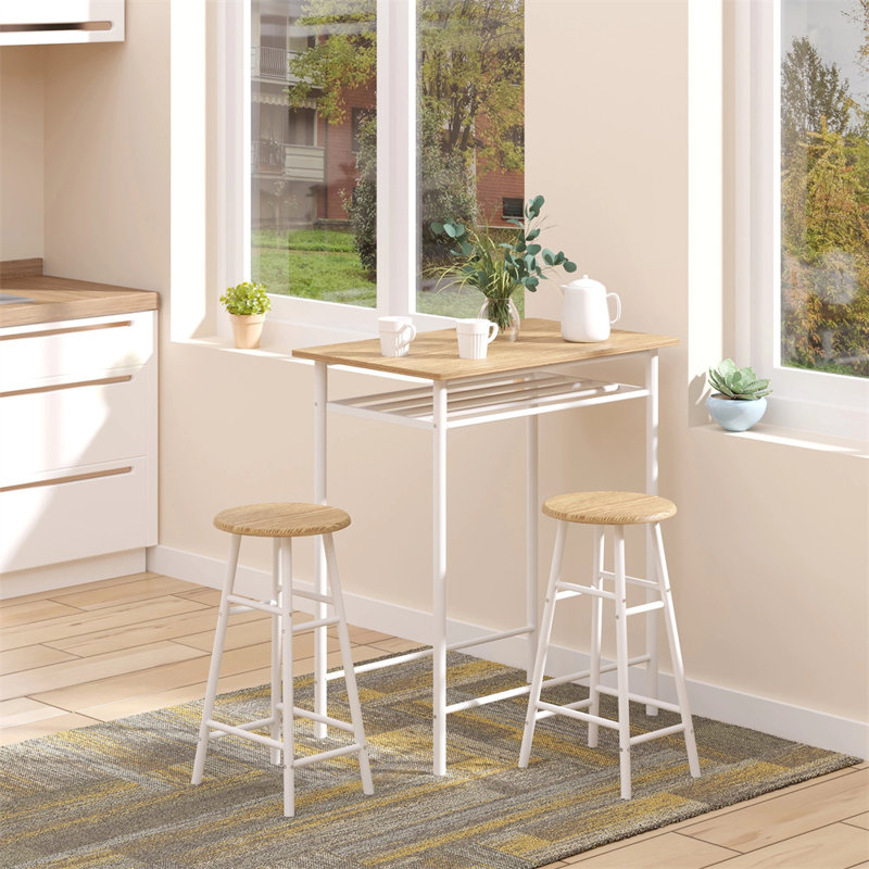 Langworthy 2 - Person Dining Set, Natural/White