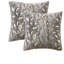 Ensemble de 2 coussins décoratifs en fausse fourrure à motif de plumes dorées (insert inclus)-100181794-100181784-100181785