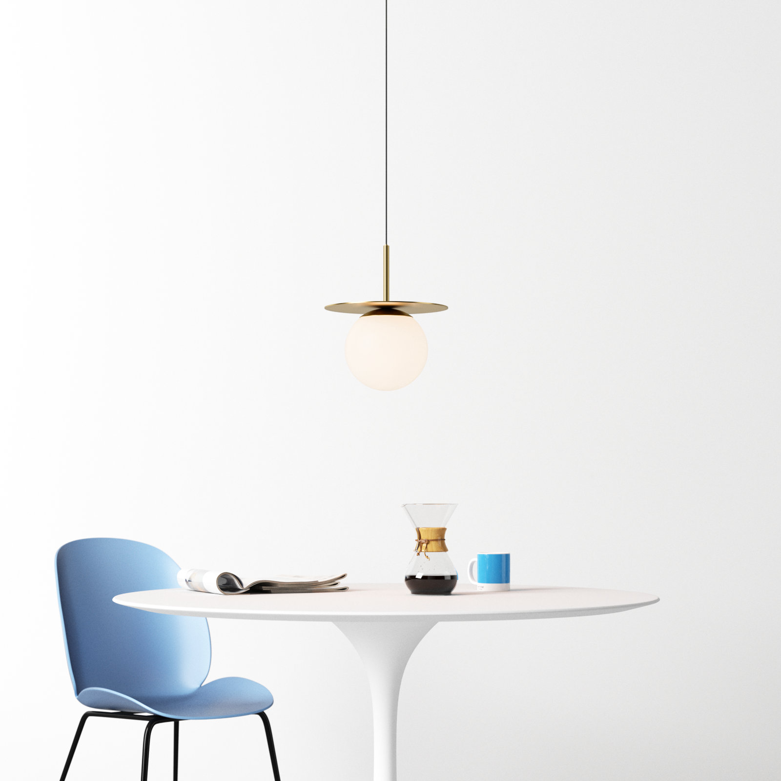 Cathy Single Light Glass Dimmable Pendant, Brushed Brass
