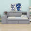 Lit de jour rembourré avec tiroirs, tablettes, armoires rabattables et table d'appoint-421722462