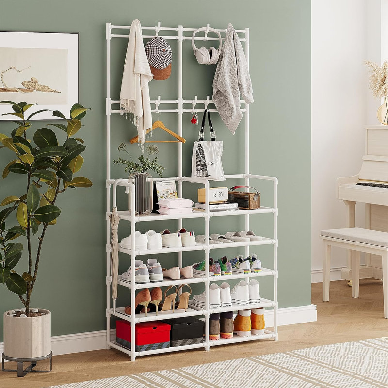 Madellyn Steel Freestanding Coat Rack,  White