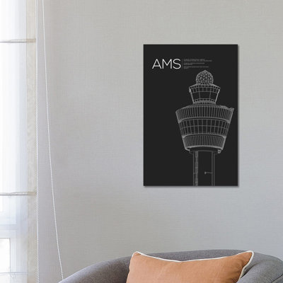 AMS Tower, Schiphol International Airport by 08 Left - Wrapped Canvas Print