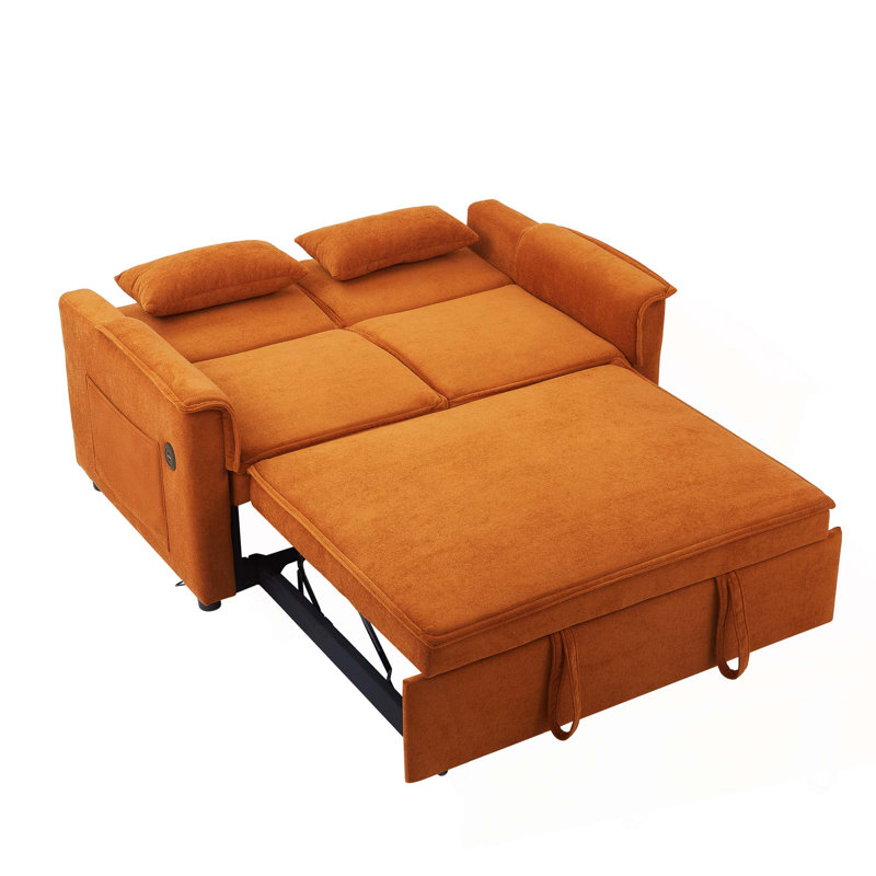 Canapé-lit convertible en tissu Modern, Orange