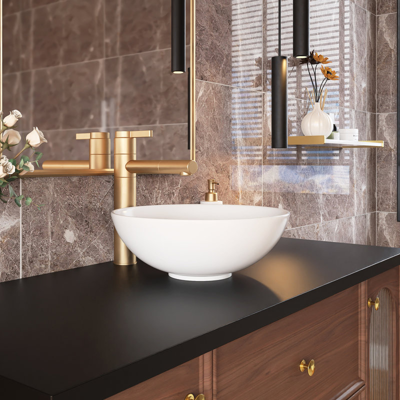 Lavabo de salle de bain vasque circulaire en céramique blanche 13 "X13"