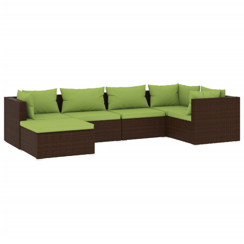 27.6" Wide Square Patio Sectional Set with Cushions, Brown, Green