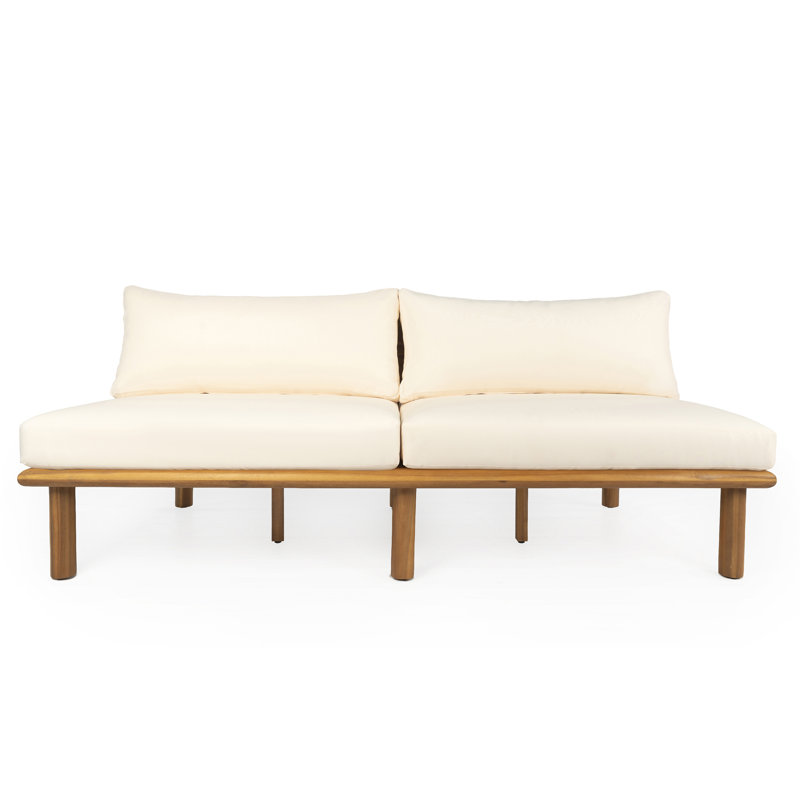 Canapé d'extérieur en bois d'acacia massif avec coussins hydrofuges Laguna